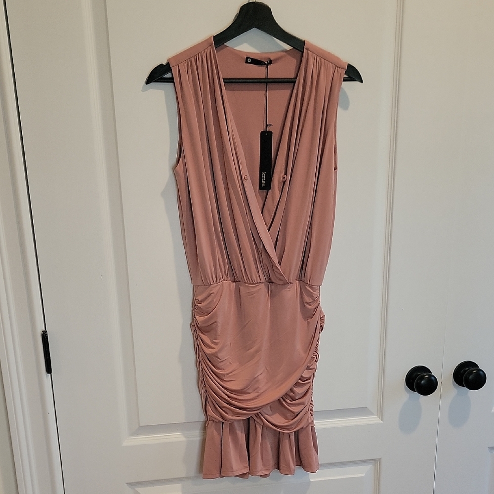 Krisa Drape Skirt Tank Dress, Size Small, Dusty Pink, NWT